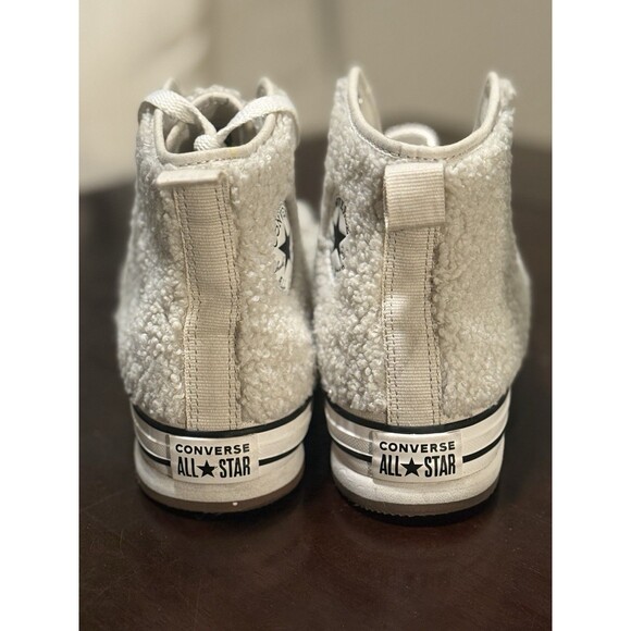 Converse CTAS Mens Size 7 Youth 7 Platform Hi Top Shoes White Sherpa - Picture 5 of 7